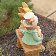 Zaer Ltd. International 22" Tall Fancy Rabbit Couple Sitting on Bench Magnesium Garden Statue ZR342022 View 6