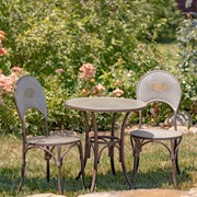 Zaer Ltd. International Three Piece Round Top Galvanized Bistro Set "Tbilisi 1918" ZR134036-GVS View 6