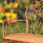 Zaer Ltd. International Esme Iron Garden Bench with Heart Designs in Pink "Paris 1968" ZR200485-PK View 6