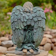 Zaer Ltd International 24" Tall Kneeling Angel Child Statue & Birdbath in Antique Bronze "Cassiel" ZR253524-BZ View 6