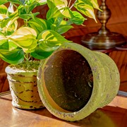 Zaer Ltd. International Set of 2 Tuscan Style Round Ceramic Flower Pots (available in 3 colors) ZR447601 View 6