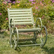 Zaer Ltd. International "Monte Carlo 1968" Iron Rocking Arm Chair in Antique Green ZR821302-GR View 6