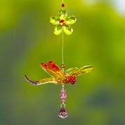 Zaer Ltd. International Five Tone Acrylic Dragonfly Ornaments with Flowers in 6 Assorted Colors ZR506317-SET View 6