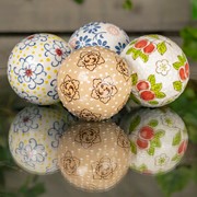 Zaer Ltd International Set of 4 Assorted 4" Round Ceramic Sailor Balls "Hinami" - Natural Tones ZR088205 View 6