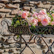 Zaer Ltd. International Pre-Order: Two Tier Iron Flower Push Cart in Antique Bronze "Odesa 1794" ZR160260-BZ View 6