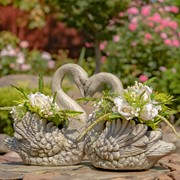 Zaer Ltd International Pre-Order: 13.78" Tall Kissing Swan Couple Planter "Kurt and Goldie" ZR204710 View 6