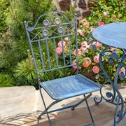 Zaer Ltd. International "Copenhagen 1843" Three Piece Bistro Set with Aster Flower Accent in Cobalt Blue ZR200518-9-BL View 6