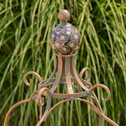 Zaer Ltd. International 45" Tall Bronze Iron Birdbath with Ceramic Sailor Ball Accent "Mizu" ZR200534-BZ View 6