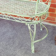 Zaer Ltd. International Esme Iron Garden Bench with Heart Designs in Green "Paris 1968" ZR200485-GR View 6