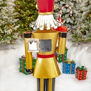 Zaer Ltd International Pre-Order: 65.35"T Standing Iron Nutcracker in Gold w/Candy Cane & Lights "Kane" ZR220429 View 6