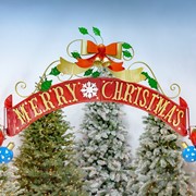 Zaer Ltd International Pre-Order: 10.75ft. Tall Large Iron "Merry Christmas" Archway with Santa's Elves ZR200441 View 6