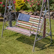 Zaer Ltd. International 72.5" Tall American Flag Iron Swing Bench "Betsy" ZR200539 View 6