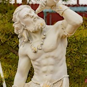 Zaer Ltd. International Pre-Order: 52" Tall Magnesium Merman Garden Statue w/Seashell Spyglass "Peter" ZR343252-GY View 6