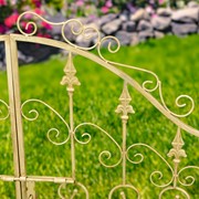 Zaer Ltd. International 96" Tall Garden Gate Archway with 2 Side Plant Stands in Ant. White "Genevieve" ZR135980-AW View 6