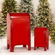 Zaer Ltd. International 21 in. Standing Santa's Mail Christmas Mailbox with  Light-up Wreath in Antique Red ZR361849-RD - The Home Depot