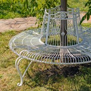 Zaer Ltd. International 61.5" Victorian Style Round Metal Tree Bench in Antique White "Paris 1968 ZR150645-AW View 6