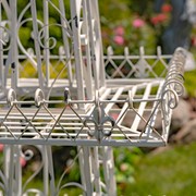 Zaer Ltd. International 9ft. Tall Two-Tier Eiffel Tower- Inspired Iron Plant Stand in Antique White ZR220882-AW View 6