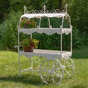 Zaer Ltd. International 6.5ft. Tall 2-Tier Parisian-Inspired Iron Flower Cart in Antique White "Avignon" ZR220885-AW View 6