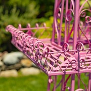 Zaer Ltd. International 9ft. Tall Two-Tier Eiffel Tower-Inspired Iron Plant Stand in Antique Pink ZR220882-PK View 6