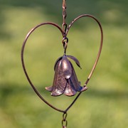 Zaer Ltd International 96.25" Long Antique Bronze Iron Rain Chain with Hearts & Bell Accents ZR235176 View 6