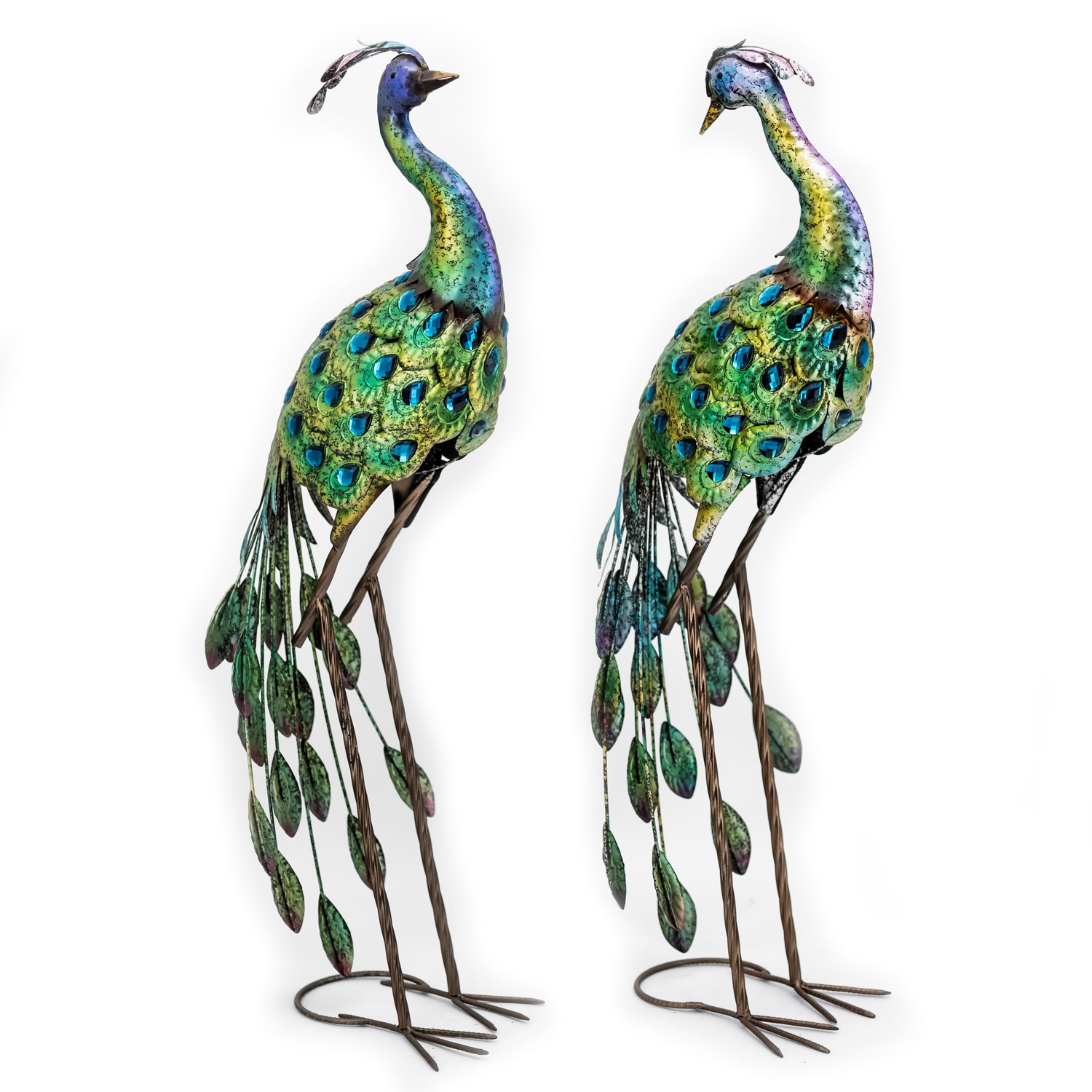 Large Peacocks w/Colorful Feathers (Set of 2) only $1,449.00 at Garden Fun