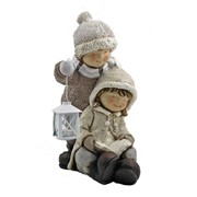 Zaer Ltd. International Set of 2 Tushka Figurines with Lanterns Playing in Snow "Snow Day" ZR960394-SET View 7