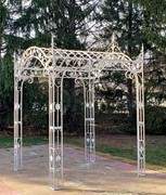 Zaer Ltd International 10.5ft. Tall Rectangular Arched Garden Gazebo in Antique White "Mahekal" ZR180064-AW View 7