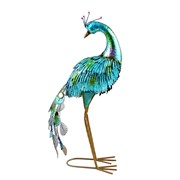 Zaer Ltd. International 22" Tall Set of 2 Metallic Painted Iron Peacock Figurines ZR801004-SET View 7