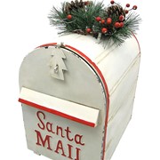 Zaer Ltd International 42" Tall Standing "Santa's Mail" Christmas Mailbox with LED Wreath in Ant. White ZR361849-AW View 7