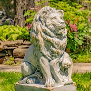 Zaer Ltd International 21" Tall Set of 2 Antique Grey Lion Sentry Statues w/Fleur-De-Lis "Harold & Leo" ZR561210-GY View 7