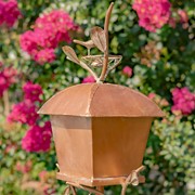 Zaer Ltd. International Pre-Order: 64.75"T Antique Copper Finished Iron Birdhouse Stake with Square Roof ZR173714-B View 7