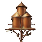 Zaer Ltd. International 74.25" Tall Plump Cylinder Triple Birdhouse Stake with Conical Roof in Copper ZR200251-CP View 7