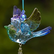 Zaer Ltd. International Five Tone Hanging Acrylic Chickadee Ornament with Beaded Tassel in 6 Asst Colors ZR503117 View 7