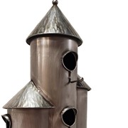 Zaer Ltd. International 73.5" Tall Cylinder Triple Birdhouse Stake with Conical Roof in Antique Silver ZR200250-SV View 7