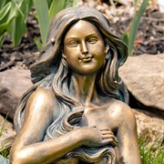 Zaer Ltd International Pre-Order: 37"T. Mermaid Lying Down Garden Statue in Antique Bronze "Finnleigh" ZR341137-BZ View 7
