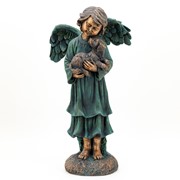 Zaer Ltd International 39" Tall Magnesium Angel Statue Holding Dog in Antique Bronze "Kaileigh" ZR341239-BZ View 7