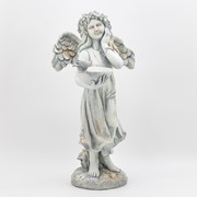 Zaer Ltd International 39" Tall Magnesium Angel Statue with Birdbath in Antique White "Jazmin" ZR341439-AW View 7