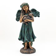 Zaer Ltd International Pre-Order: 39" Tall Magnesium Angel Statue Holding Cat in Antq. Bronze "Nicole" ZR341539-BZ View 7