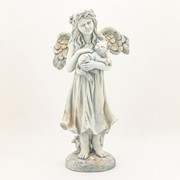 Zaer Ltd International 39" Tall Magnesium Angel Statue Holding Cat in Antique White "Nicole" ZR341539-AW View 7