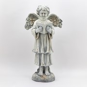 Zaer Ltd International 39" Tall Magnesium Angel Statue Reading a Book in Antique White "Symone" ZR341639-AW View 7