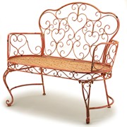 Zaer Ltd. International Esme Iron Garden Bench with Heart Designs in Pink "Paris 1968" ZR200485-PK View 7