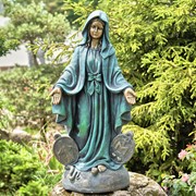 Zaer Ltd International 36" Tall Mother Mary Garden Statue in Antique Bronze ZR551360-BZ View 7