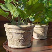 Zaer Ltd. International Set of 2 Tuscan Style Round Ceramic Flower Pots (available in 3 colors) ZR447601 View 7