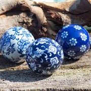 Zaer Ltd International Set of 12 Assorted 4" Ceramic Sailor Balls "Okinawa" - Blue Tones ZR088203 View 7