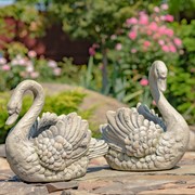 Zaer Ltd International Pre-Order: Set of 2 Magnesium Swan Planters "Ebony and Ivory" ZR204700-SET View 7