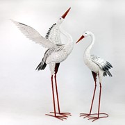 Zaer Ltd. International Set of Two 44.5" Tall Metal Great White Heron Garden Figurines ZR218216-SET View 7