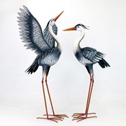 Zaer Ltd. International Set of Two 36.5" Tall Great Blue Heron Iron Garden Figurines ZR217090-SET View 7