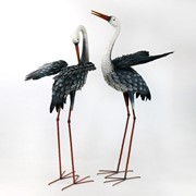 Zaer Ltd. International Set of Two 44" Tall Blue and White Metal Egret Garden Figurines ZR217081-SET View 7