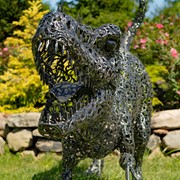 Zaer Ltd International 5.6ft. Tall Crouching Tyrannosaurus Rex Outdoor Metal Statue "T-Bone" ZR220915 View 7