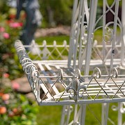 Zaer Ltd. International 9ft. Tall Two-Tier Eiffel Tower- Inspired Iron Plant Stand in Antique White ZR220882-AW View 7